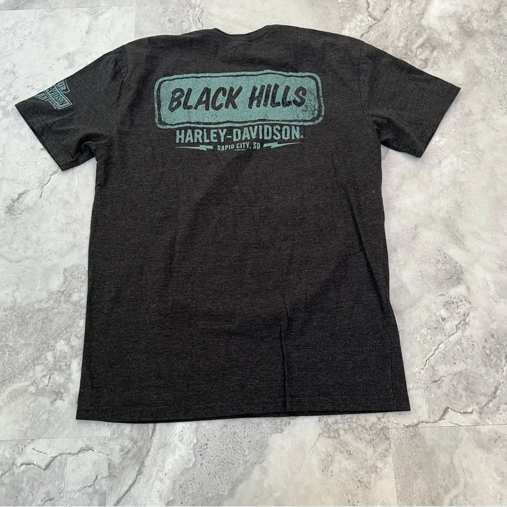 Harley Davidson Size Large L Black Tee Shirt Sturgis 2019 - Picture 2 of 6